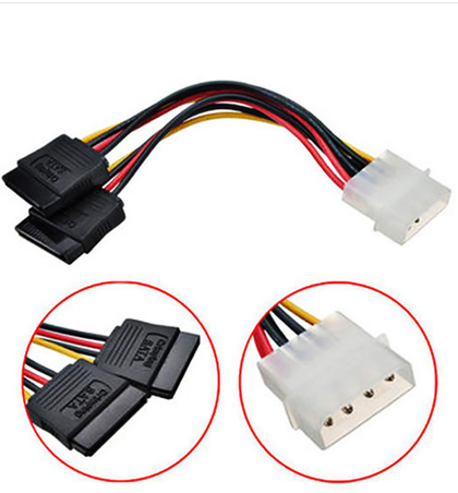 Pack of 3,  Sata Power Supply Cable Y Splitter Hard Drive Extension Cable, 4pin IDE Molex to Dual 15pin