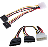 Pack of 3,  Sata Power Supply Cable Y Splitter Hard Drive Extension Cable, 4pin IDE Molex to Dual 15pin