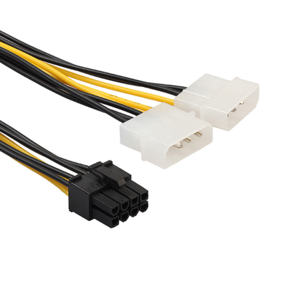 Pack of 2, 8-Pin PCI- E to Dual 4Pin Molex Power Supply Extension Cable
