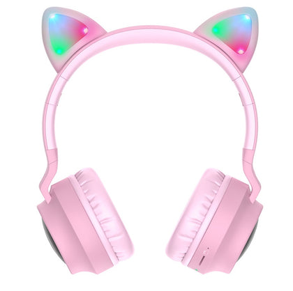 W27 Cat ear Wireless headphones. V5.0 with mic 300mAh battery for 5 hours of calls music 200 hours of standby, TF, BT, AUX mode play