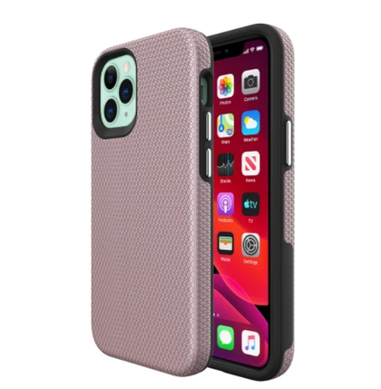 iPhone 12 / 12 Pro phone case anti drop anti slip shockproof rugged dotted Rose gold