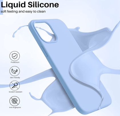 iPhone 12 / 12 pro phone case Soft Flexible Rubber Protective Cover light blue liquid silicone
