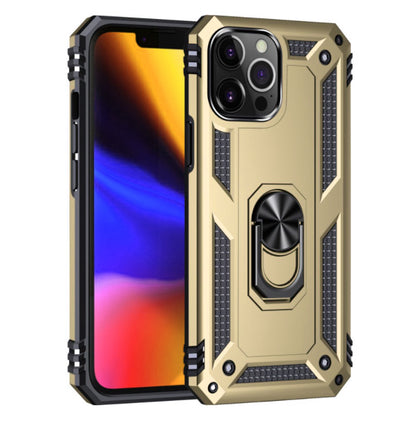 iPhone 13 Pro phone case gold ring armor anti drop shockproof rugged protective