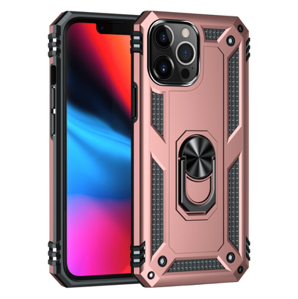 iPhone 13 Pro phone case rose gold ring armor anti drop shockproof rugged protective