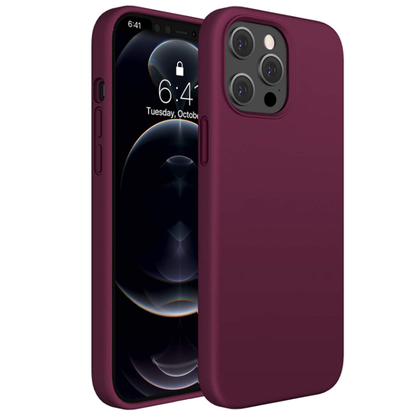 iPhone 13 pro phone case Soft Flexible Rubber Protective Cover burgundy liquid silicone