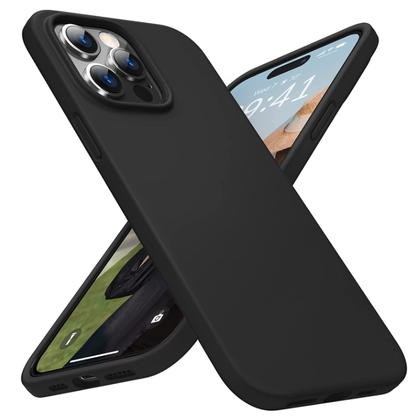 iPhone 14 Pro phone case Soft Flexible Rubber Protective Cover black liquid silicone
