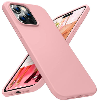 iPhone 14 Pro phone case Soft Flexible Rubber Protective Cover pink liquid silicone